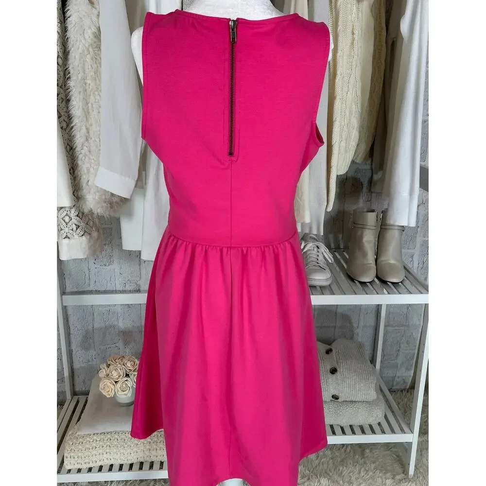 Old Navy Women's Size M Bright Pink Tank Skater Knee Length Dress #0274 - Picture 2 of 8